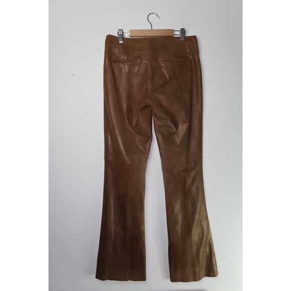 vintage Cache brown bronze gold leather pant suit y2k quiet luxury small - Picture 11 of 11